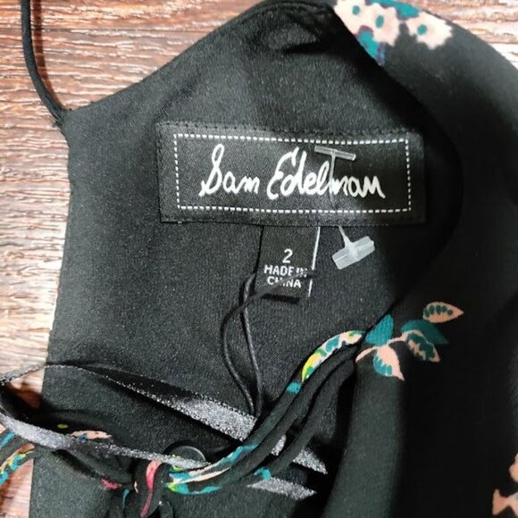 Sam Edelnam Y2K Whimsy Coquette Prairie Chiffon Floral ALine Dress Black Size 2 - Picture 7 of 12